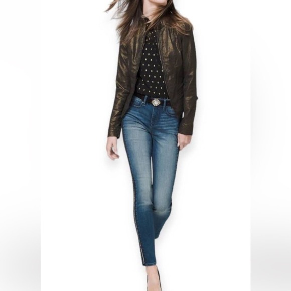 WHBM Coated Metallic Band Jacket Gold NWT Size 10 - Picture 2 of 13